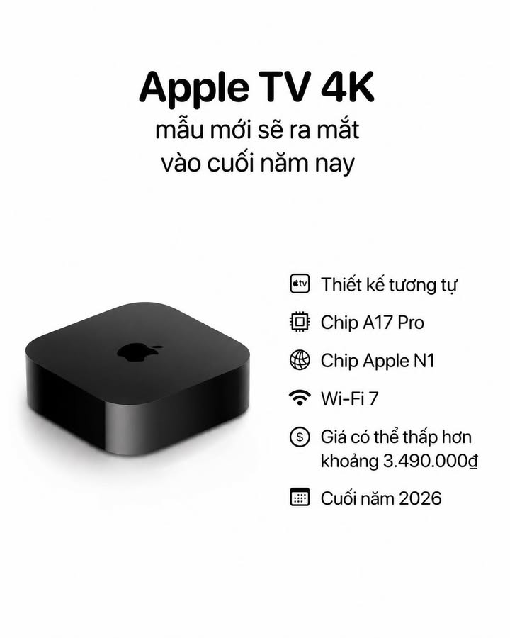 Mới Sắp Ra Mắt Với Wi-Fi 7, Chip A17 Pro Và Giá Dễ Tiếp Cận Hơn 
#AppleTV4K #...