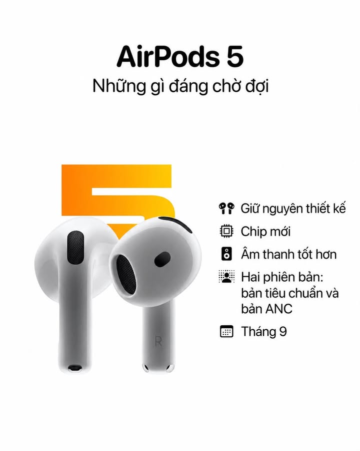 AirPods 5 có thể ra mắt trong tháng 9 với hai phiên bản, ANC tiếp tục là điểm phân cấp quan trọng #Apple #AirPods5 #AirPods #AirPods4 #AirPodsPro3 #ANC #AppleEvent #TaiNgheKhongDay