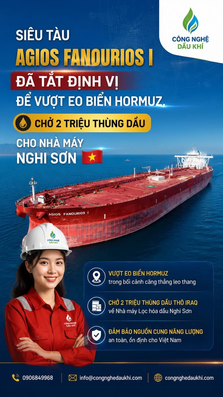 SIÊU TÀU AGIOS FANOURIOS I TẮT ĐỊNH VỊ VƯỢT EO BIỂN HORMUZ, CHỞ 2 TRIỆU THÙNG D...
