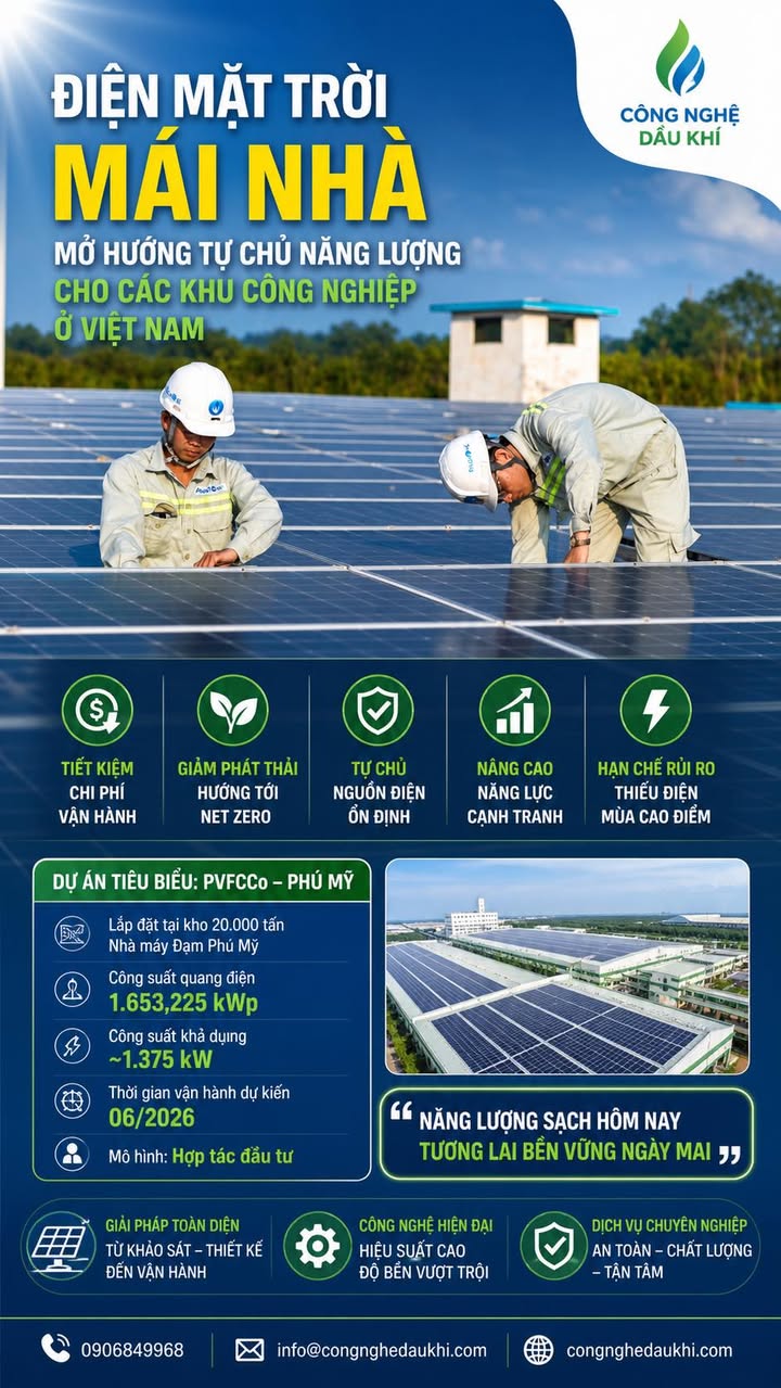 ĐIỆN MẶT TRỜI MÁI NHÀ ĐANG MỞ RA KỶ NGUYÊN TỰ CHỦ NĂNG LƯỢNG CHO KHU CÔNG NGHIỆ...
