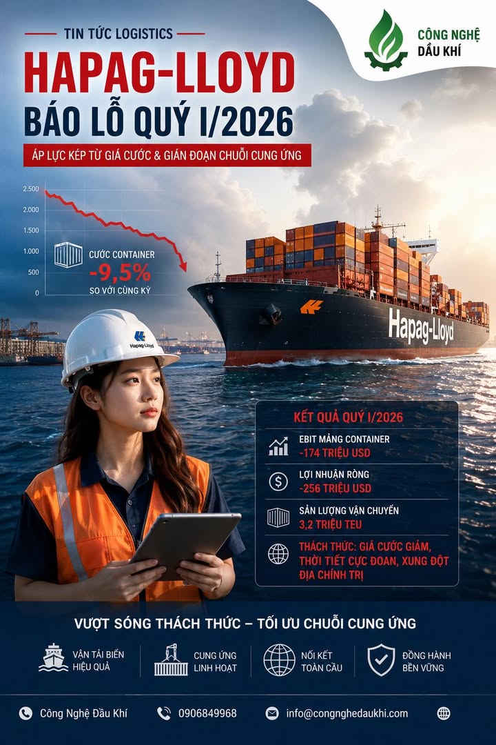  HAPAG-LLOYD BÁO LỖ QUÝ I/2026 – NGÀNH VẬN TẢI BIỂN ĐANG BƯỚC VÀO GIAI ĐOẠN CỰC ...